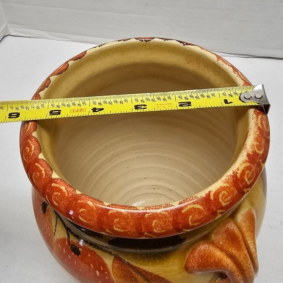 Italica ARS Hand Painted Pottery Ceramic warm orange Fruit Peach Vase Italy - Picture 13 of 16